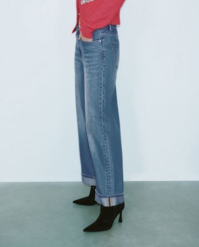  URBAN REVIVO - Quần jean nữ ống rộng thời trang 