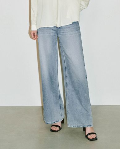  URBAN REVIVO - Quần jeans nữ ống rộng thanh lịch 