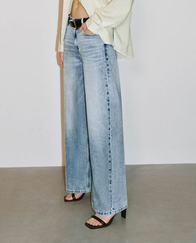  URBAN REVIVO - Quần jeans nữ ống rộng thanh lịch 