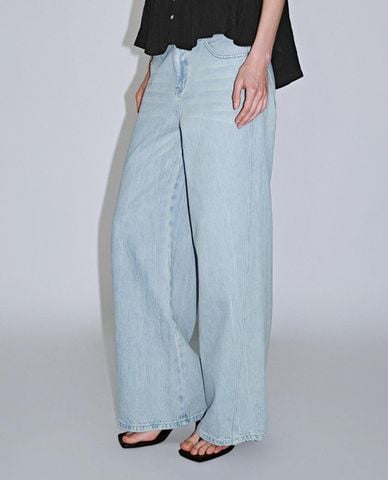  URBAN REVIVO - Quần jeans nữ ống rộng cá tính 