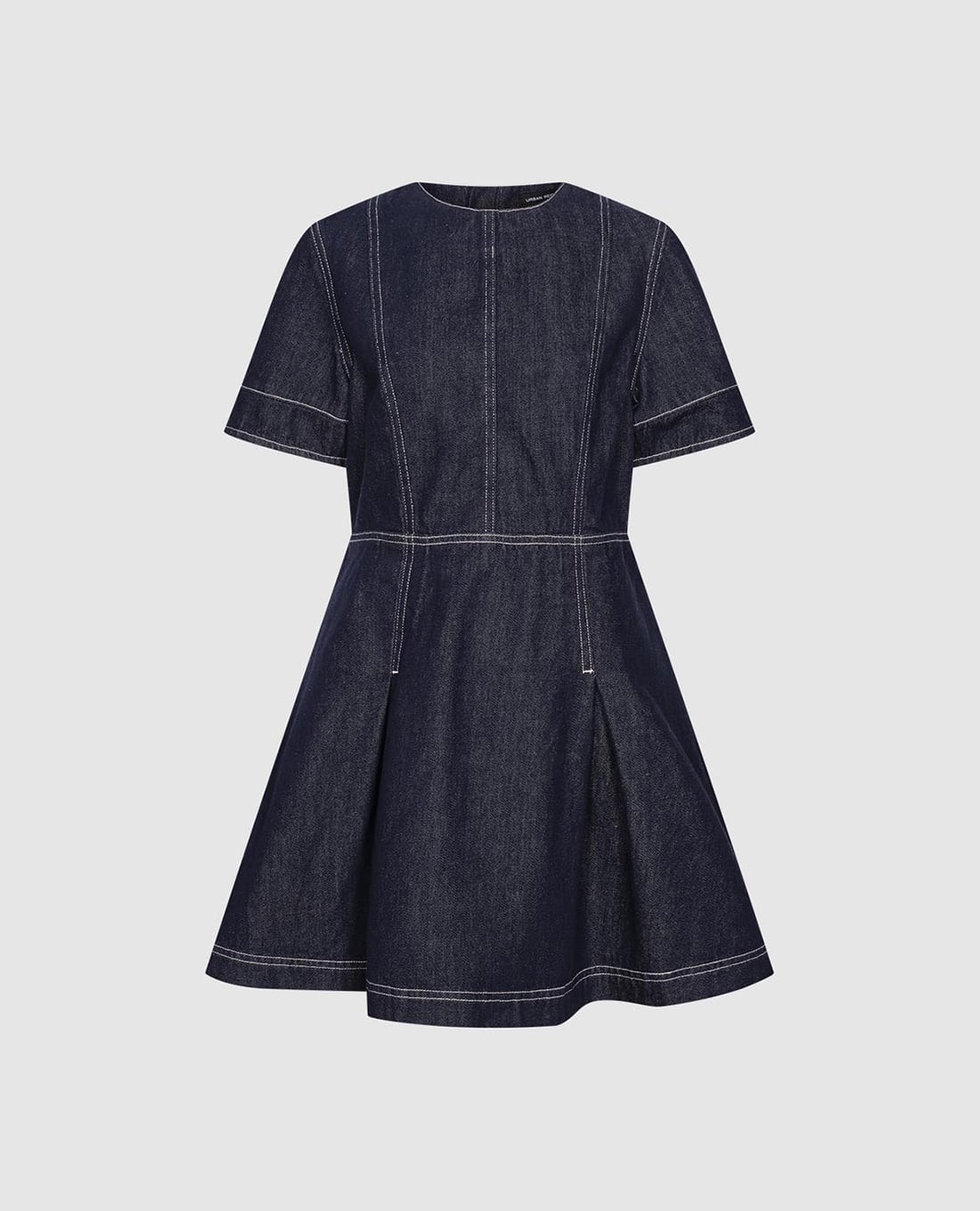 URBAN REVIVO - Đầm denim mini cổ tròn tay ngắn