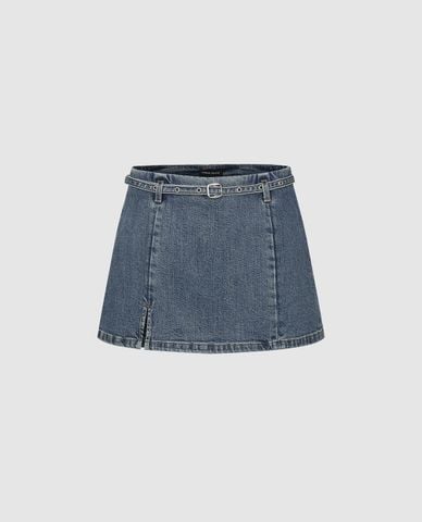  URBAN REVIVO - Quần short giả váy nữ Denim 