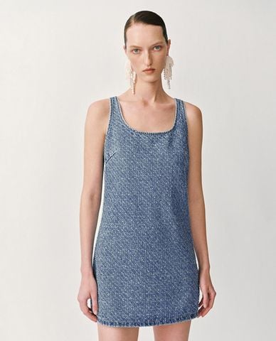  URBAN REVIVO - Đầm denim mini sát nách thời trang 