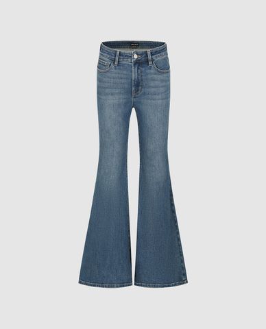 URBAN REVIVO - Quần jeans nữ ống loe thanh lịch 