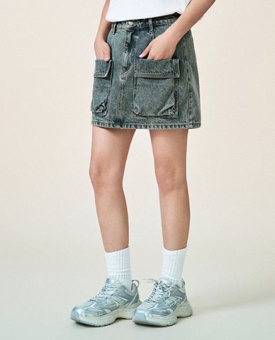  URBAN REVIVO - Chân váy denim mini phom chữ A 