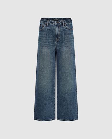  URBAN REVIVO - Quần jeans nữ ống rộng thời trang 