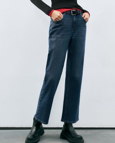  URBAN REVIVO - Quần jeans nữ ống đứng thời thượng 