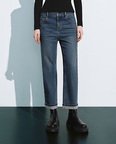  URBAN REVIVO - Quần jeans nữ ống đứng thanh lịch 