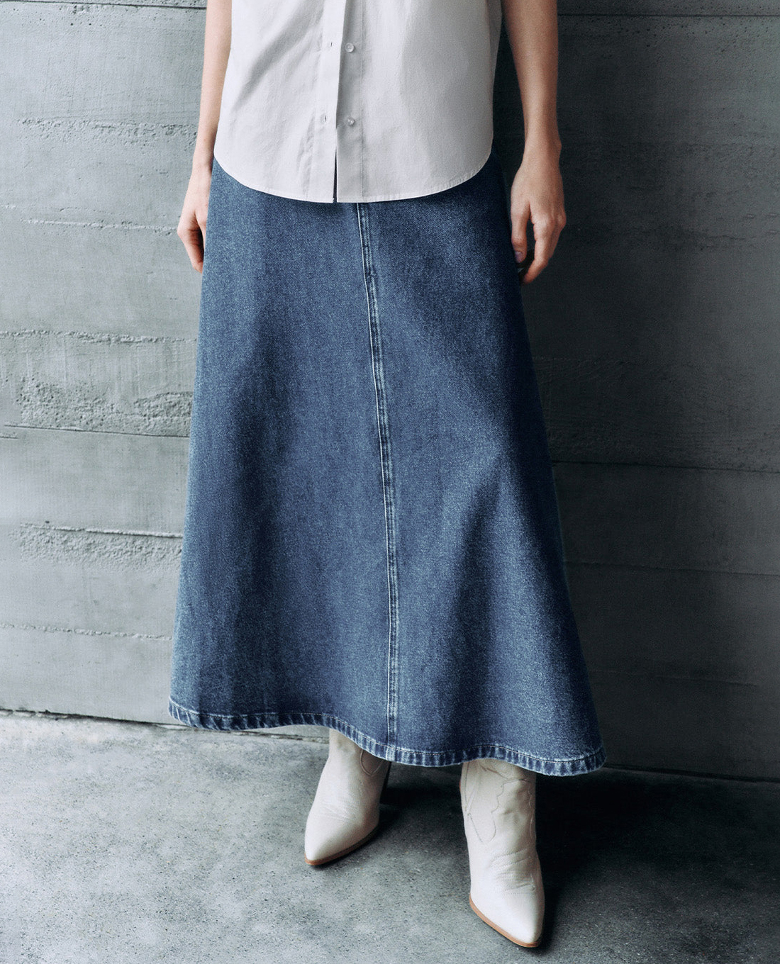 URBAN REVIVO - Chân váy denim midi dáng chữ A