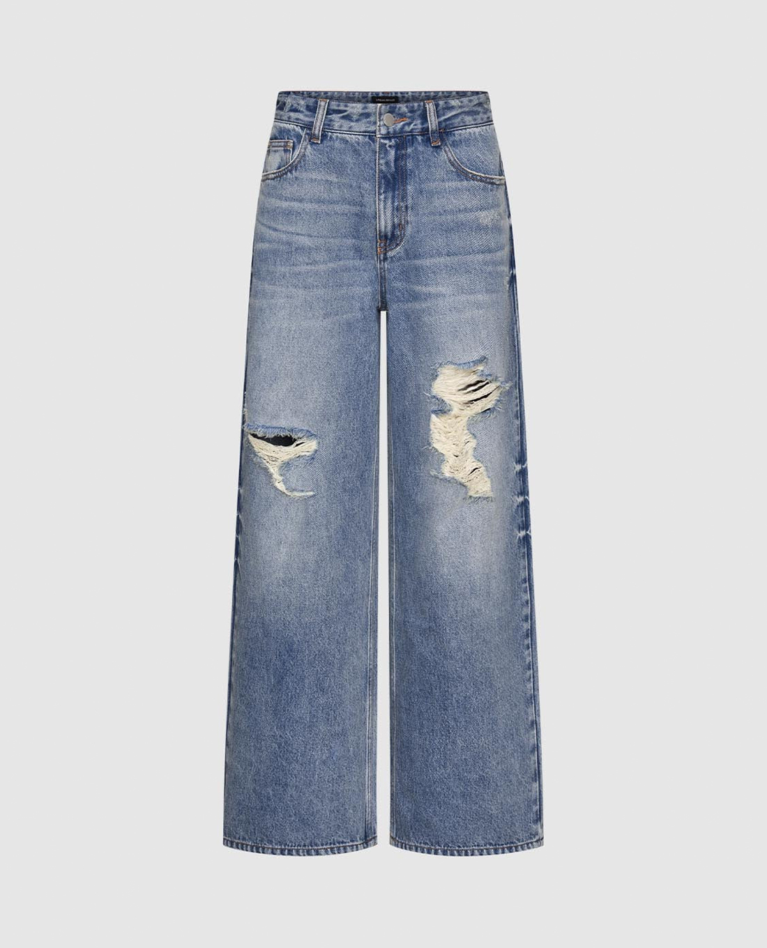 URBAN REVIVO - Quần jeans nữ ống rộng rách vải cá tính