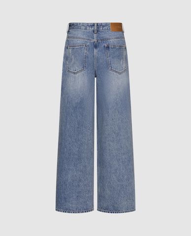  URBAN REVIVO - Quần jeans nữ ống rộng rách vải cá tính 