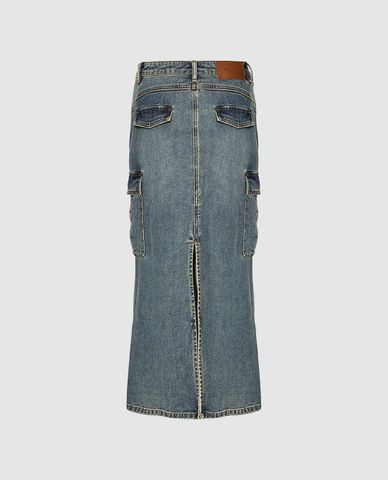  URBAN REVIVO - Chân váy denim midi đuôi cá hiện đại 