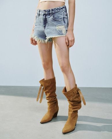  URBAN REVIVO - Quần short jeans nữ Leisure 