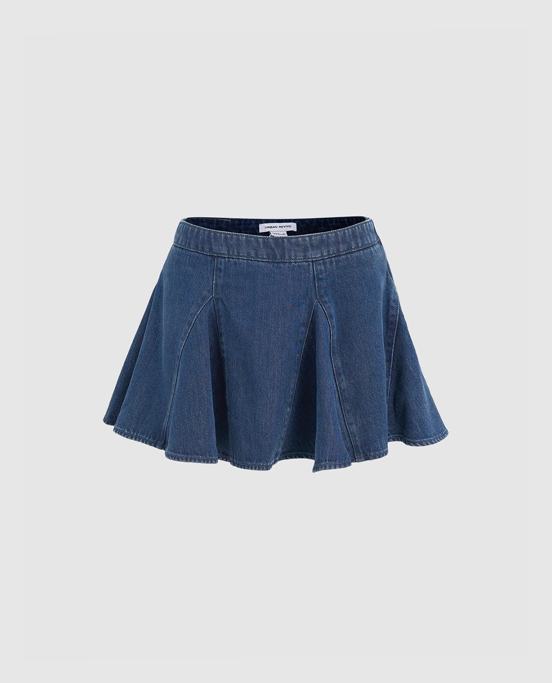 URBAN REVIVO - Chân váy xếp li mini denim