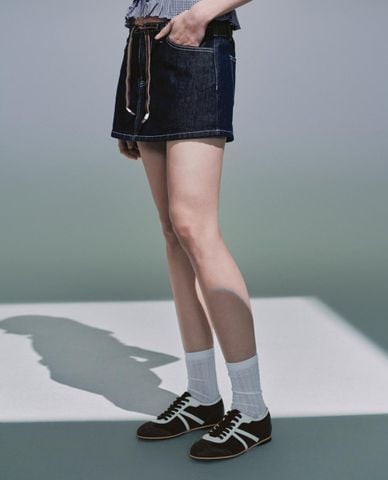  URBAN REVIVO - Chân váy denim mini phối nơ thời thượng 