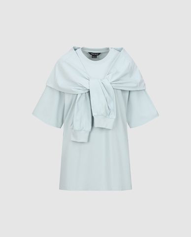  URBAN REVIVO - Áo thun nữ cổ tròn tay ngắn 2 In 1 Loose 