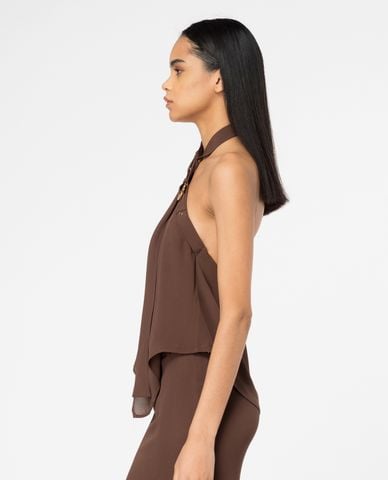  PINKO - Áo kiểu cổ yếm khoét lưng phối dây đeo Tantalo 