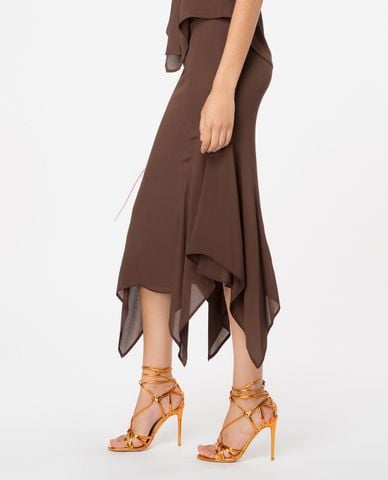  PINKO - Chân váy midi phối chi tiết bèo kèm thắt lưng Egisto 