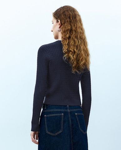  URBAN REVIVO - Áo khoác cardigan nữ cổ tròn tay dài hiện đại 