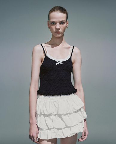  URBAN REVIVO - Áo croptop nữ hai dây phối nơ 