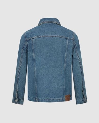  URBAN REVIVO - Áo khoác denim nam cổ bẻ tay dài Button Up Straight 