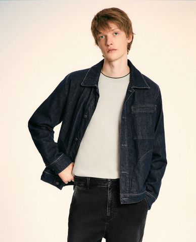  URBAN REVIVO - Áo khoác nam denim tay dài cá tính 