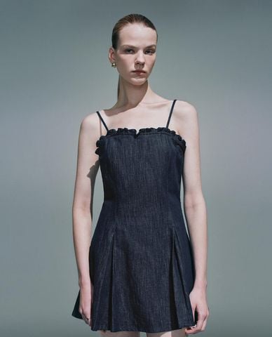  URBAN REVIVO - Đầm hai dây mini denim nữ tính 
