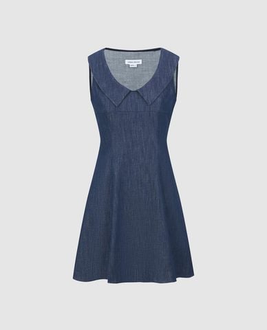  URBAN REVIVO - Đầm denim mini cổ Peter Pan 