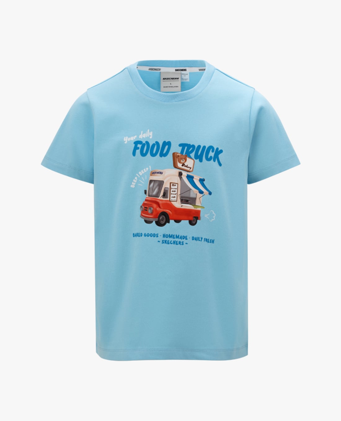 SKECHERS - Áo thun bé gái cổ tròn tay ngắn Food Truck