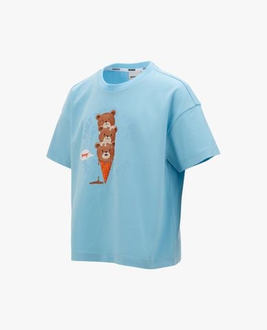  SKECHERS - Áo thun bé trai cổ tròn tay ngắn in họa tiết 