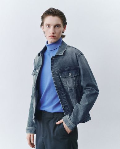  URBAN REVIVO - Áo khoác denim nam tay dài thanh lịch 