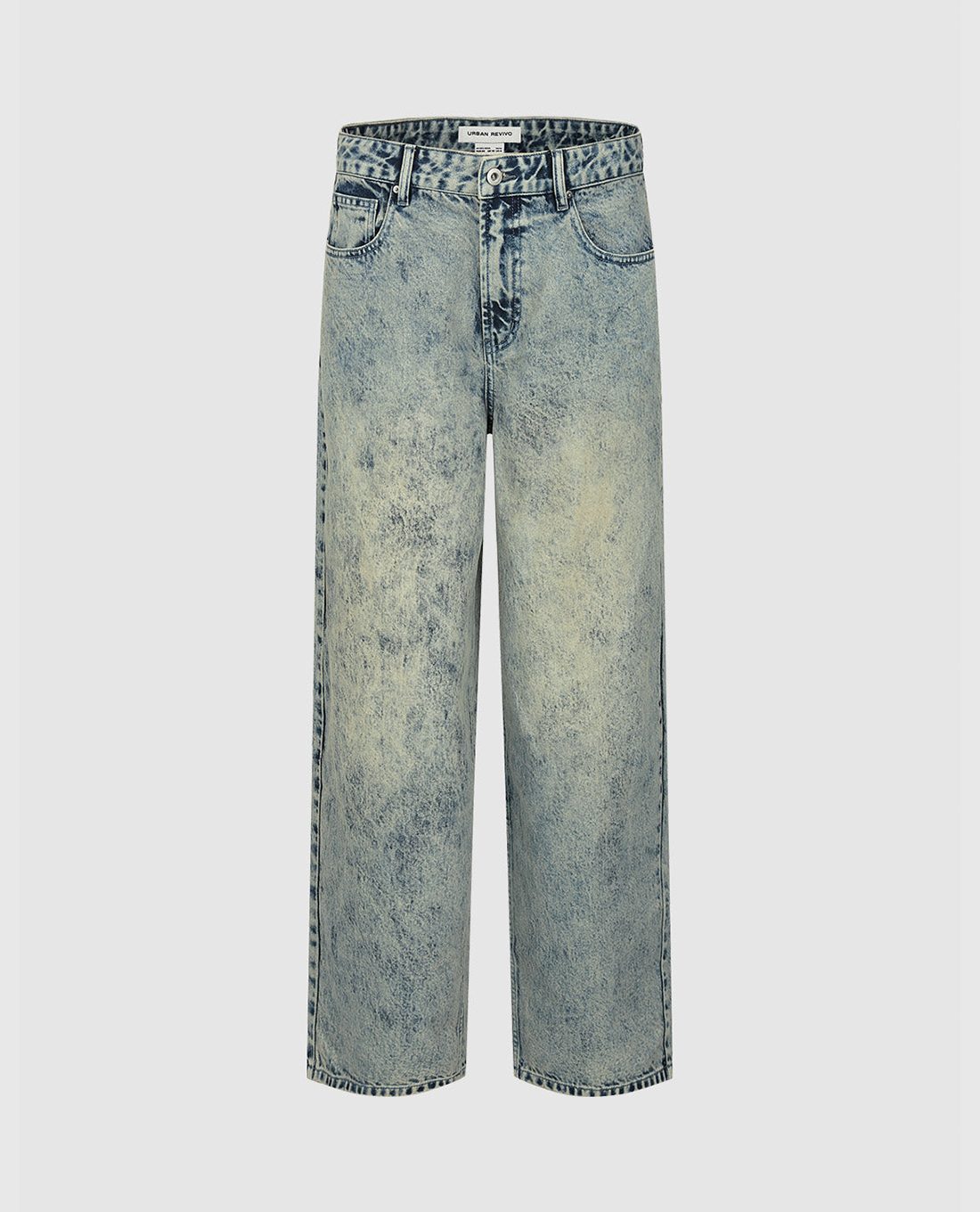URBAN REVIVO - Quần jeans nam ống rộng wash bạc Loose