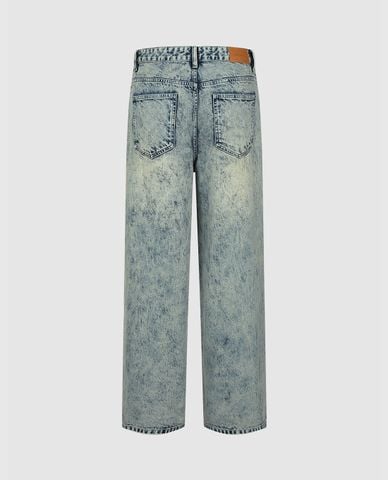  URBAN REVIVO - Quần jeans nam ống rộng wash bạc Loose 