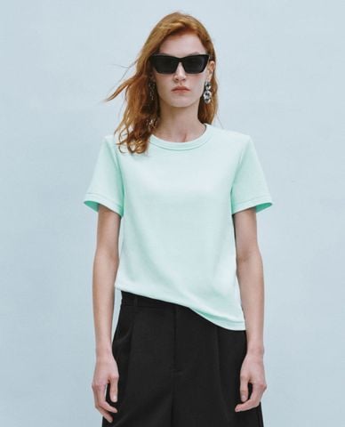  URBAN REVIVO - Áo thun nữ cổ tròn tay ngắn Straight 