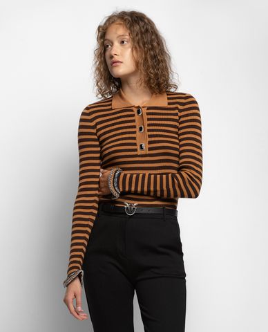  PINKO - Áo sweater nữ tay dài cổ bẻ Vin Santo 