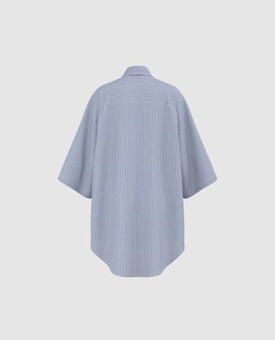  URBAN REVIVO - Áo sơ mi nữ cổ bẻ tay dài kẻ sọc 