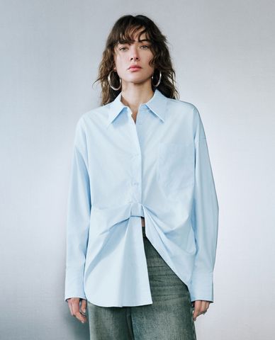  URBAN REVIVO - Áo sơ mi nữ cổ bẻ dài tay thanh lịch 