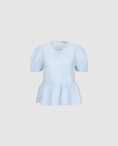  URBAN REVIVO - Áo kiểu nữ cổ tròn tay ngắn xếp li Skater 