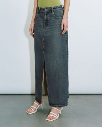  URBAN REVIVO - Chân váy denim midi thời thượng 