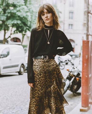  THE KOOPLES - Chân váy midi dáng quấn Leopard Print 