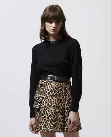  THE KOOPLES - Chân váy mini nữ họa tiết Leopard WRAP 