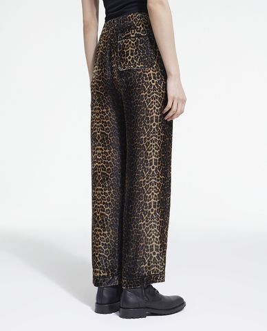  THE KOOPLES - Quần nữ ống rộng lưng thun Leopard 