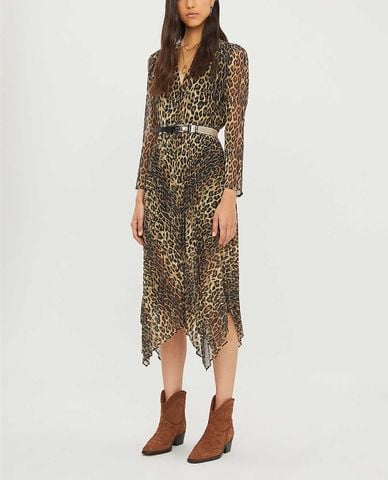  THE KOOPLES - Đầm midi họa tiết da báo cá tính 