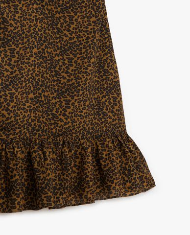  THE KOOPLES - Đầm mini cổ V tay ngắn Leopard 