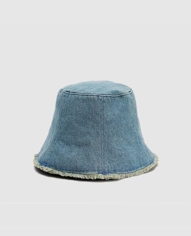 URBAN REVIVO - Nón bucket unisex denim phối tua rua 