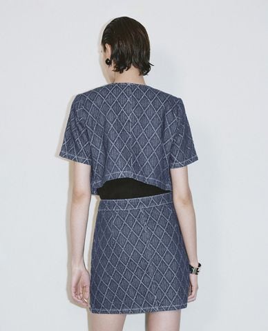  URBAN REVIVO - Áo khoác denim nữ phom croptop cá tính 