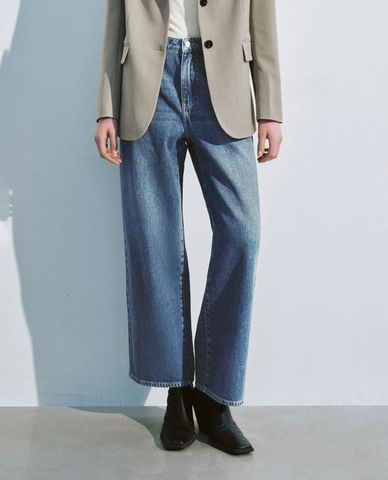  URBAN REVIVO - Quần jeans nữ ống rộng thời trang 