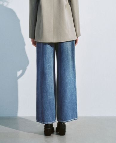  URBAN REVIVO - Quần jeans nữ ống rộng thời trang 