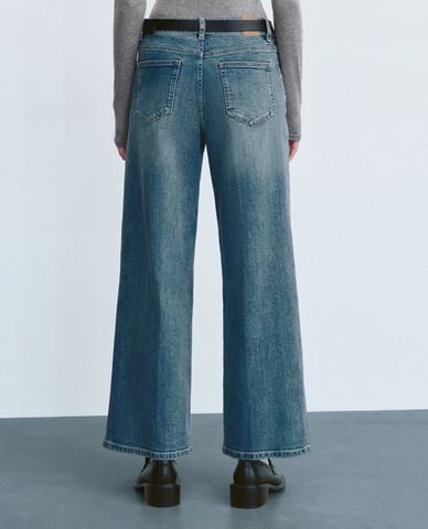  URBAN REVIVO - Quần jeans nữ ống đứng phối thắt lưng 