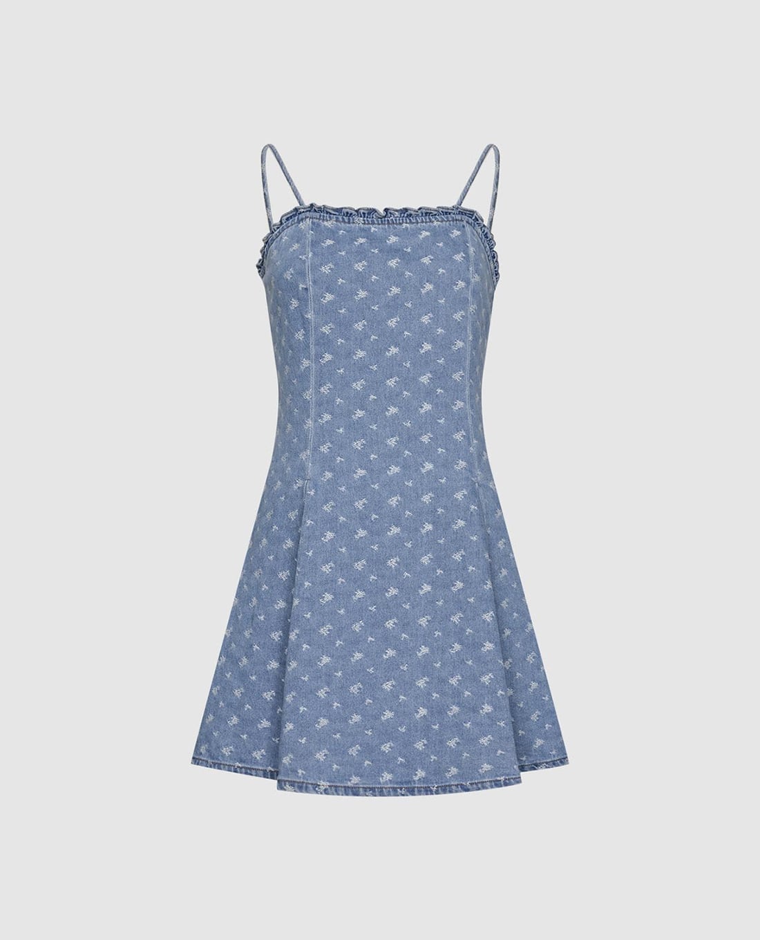 URBAN REVIVO - Đầm hai dây mini denim in hoa
